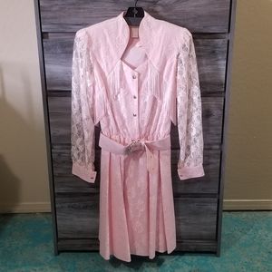 Vintage Pink Western Lace Dress